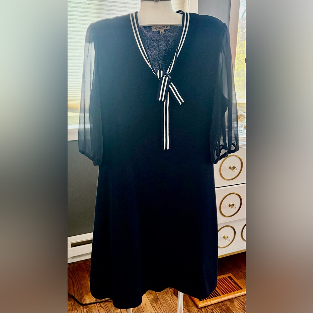 Nanette Lepore Navy Blue Dress with Striped Bow